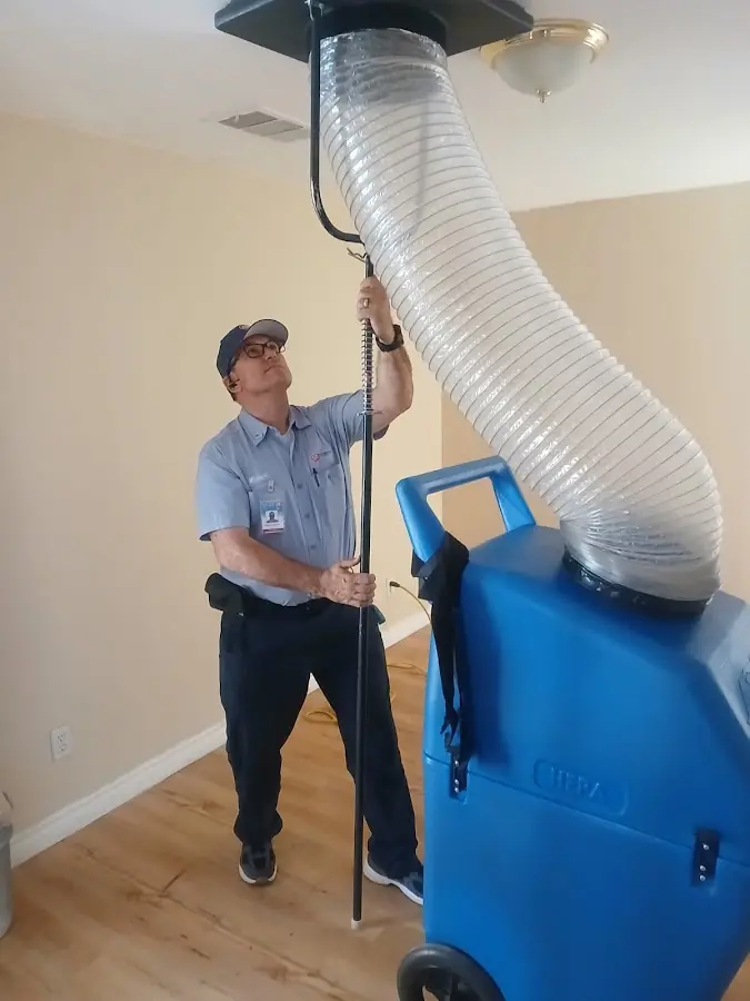 Mini Split Installation technician using HEPA equipment in Lomita